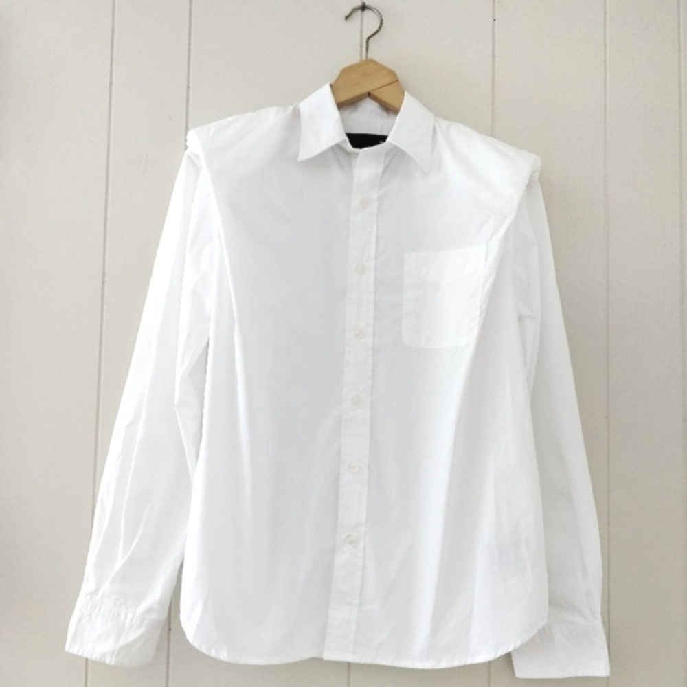 R13 Structured Shoulder White Button Down Shirt Sz S